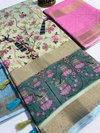 MG 364 Gold Linen Non Catalog Printed Sarees Wholesale Market In Surat